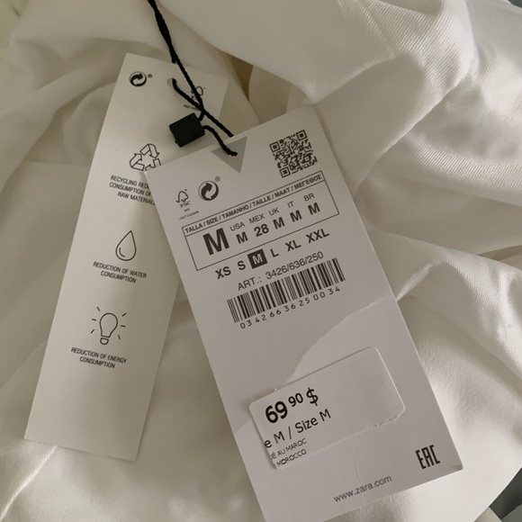 Zara White Rushed Midi Dress, Size M - Picture 12 of 12